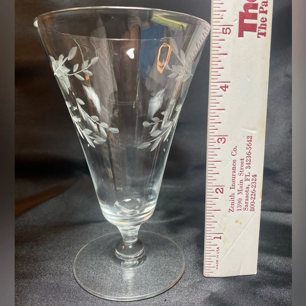 Vintage 1960’s Cut Crystal Stemmed Wine Glasses - set of two (2)